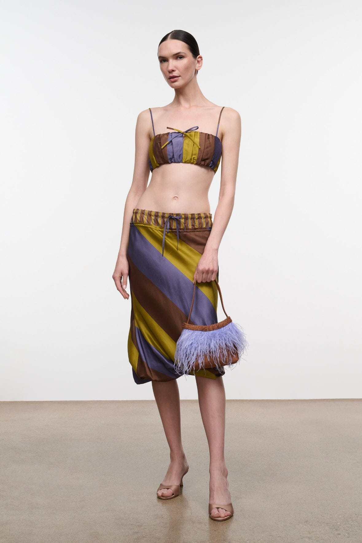 Odette Silk Skirt | Sienna Stripe Cigar Stripe — 7