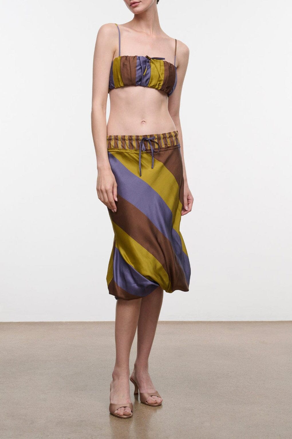 Odette Silk Skirt | Sienna Stripe Cigar Stripe — 1