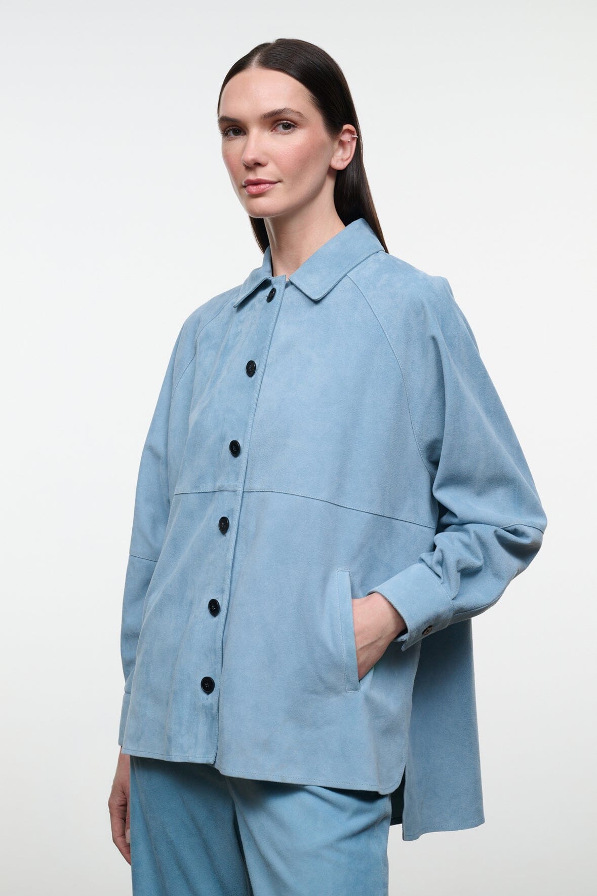 Josette Suede Shirt | Sky — 2