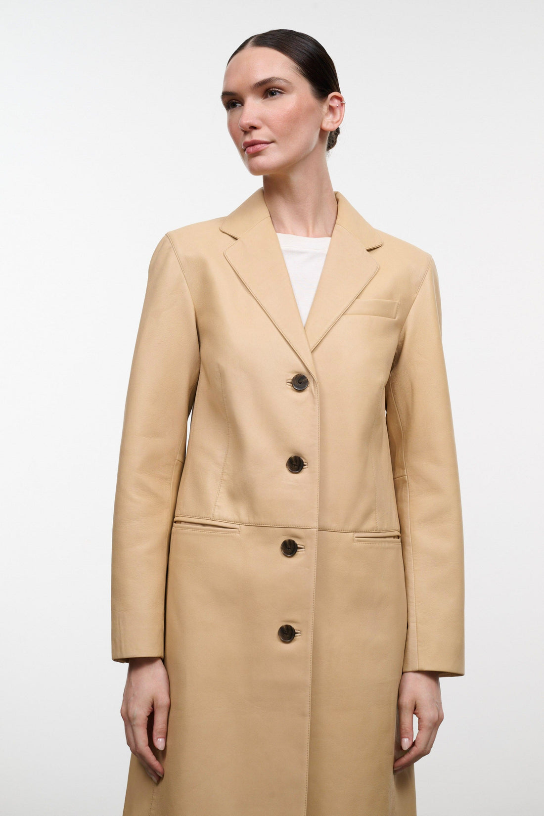 Wyatt Leather Coat | Cashew — 1