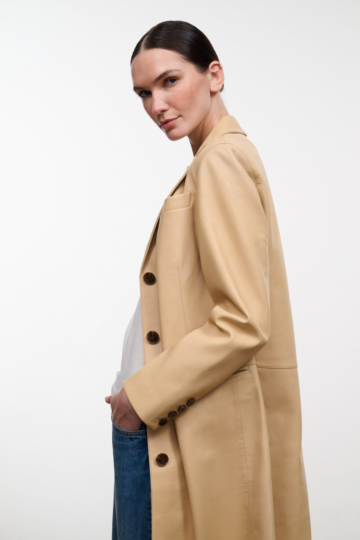 Wyatt Leather Coat | Cashew — 6