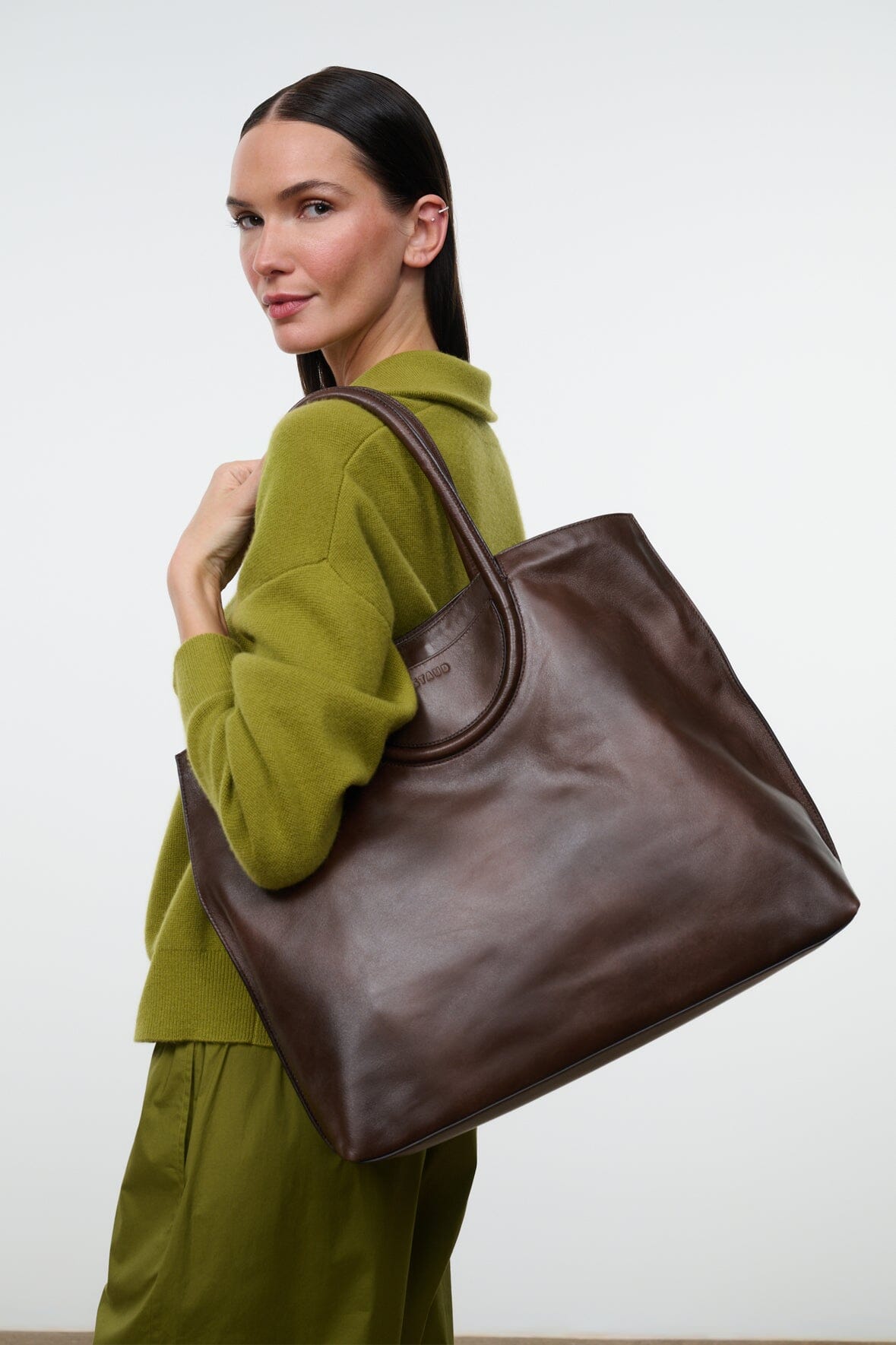 Maude North South Tote | Espresso Distressed — 3