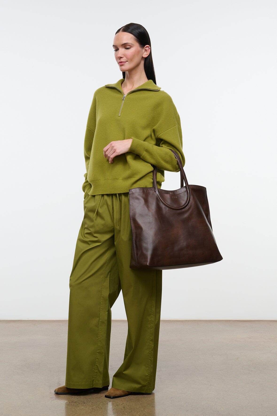 Maude North South Tote | Espresso Distressed — 2