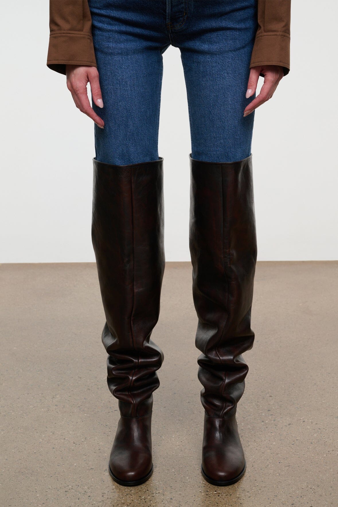 Arlo Over the Knee Boot | Espresso Distressed — 3