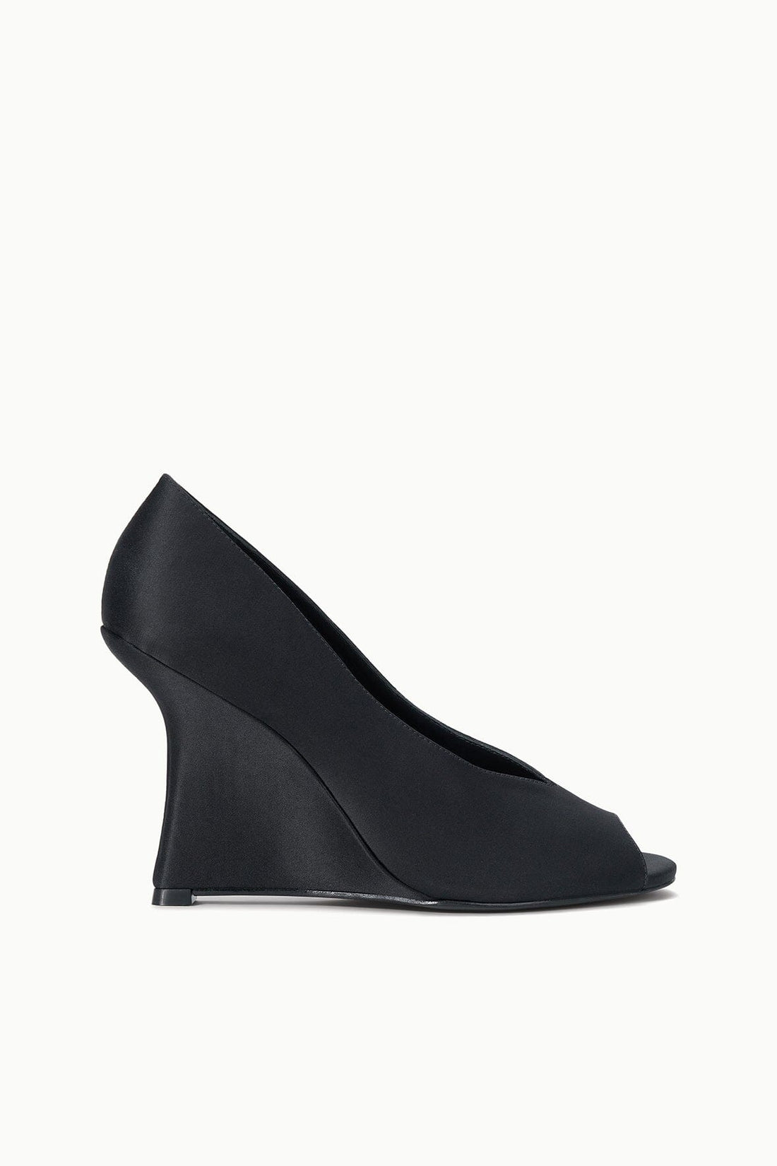Brigitte Peep Toe Wedge | Black Satin — 1