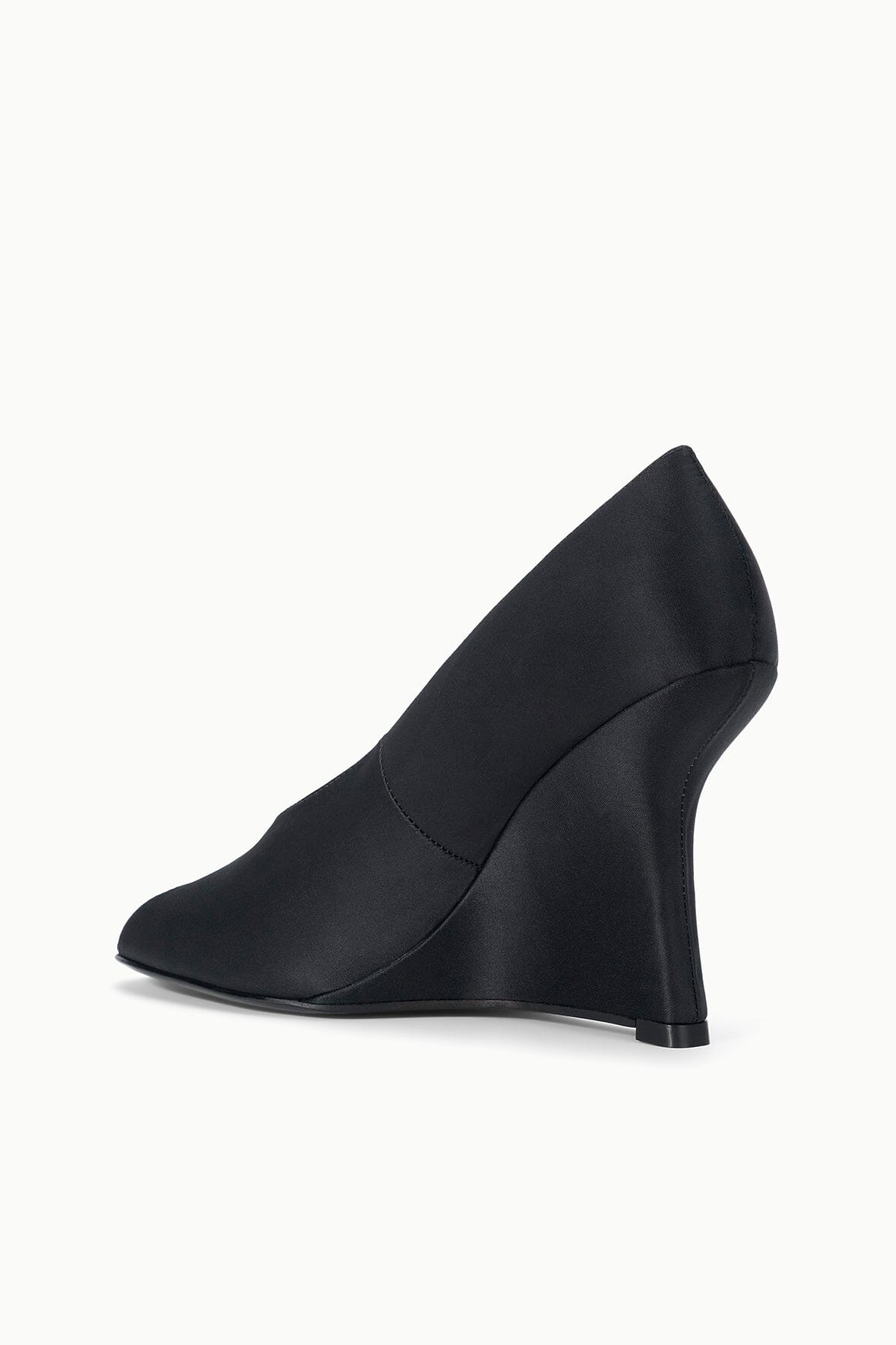 Brigitte Peep Toe Wedge | Black Satin — 5