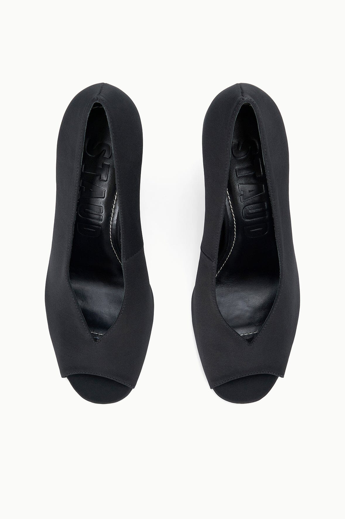 Brigitte Peep Toe Wedge | Black Satin — 7