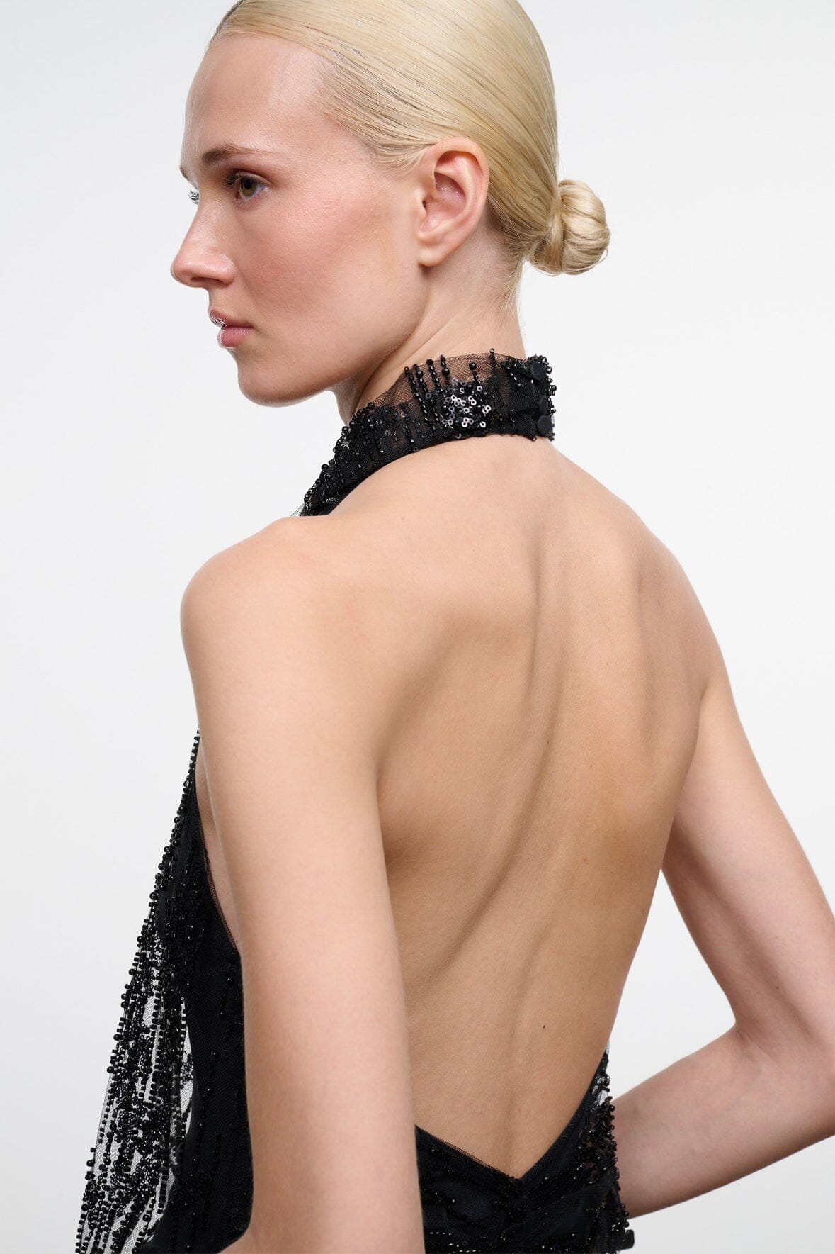 Monay Bodysuit | Black Beaded — 2
