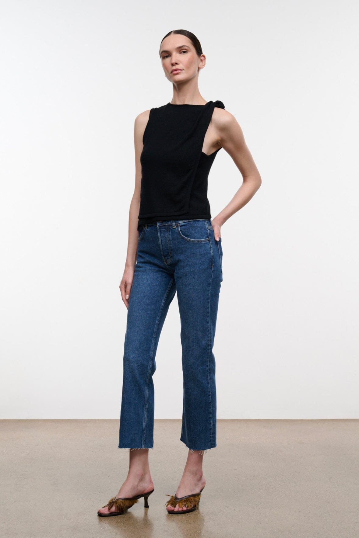 Teddy Cropped with Raw Hem | Stone Blue — 3