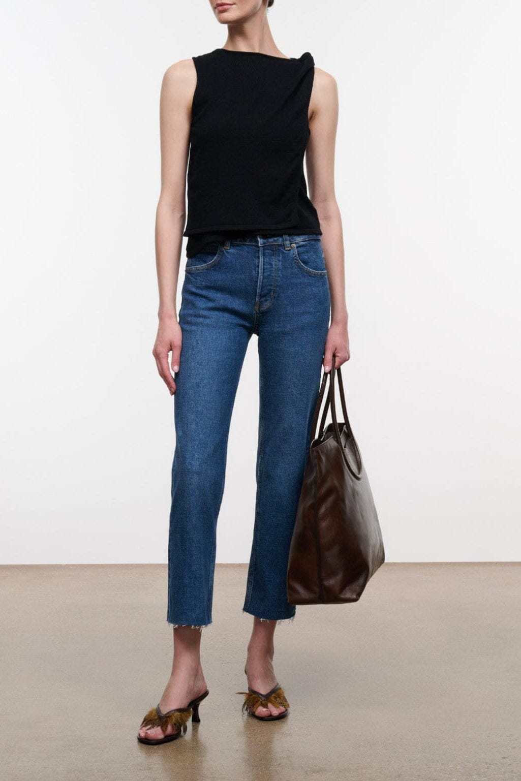 Teddy Cropped with Raw Hem | Stone Blue — 1