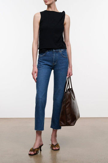 Teddy Cropped with Raw Hem | Stone Blue — 1