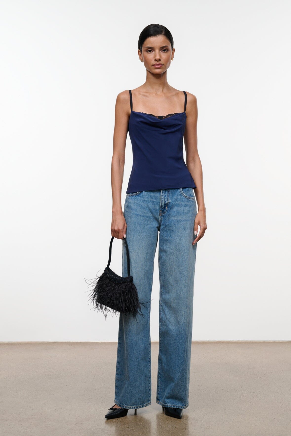 Evangeline Silk Top | Navy — 4