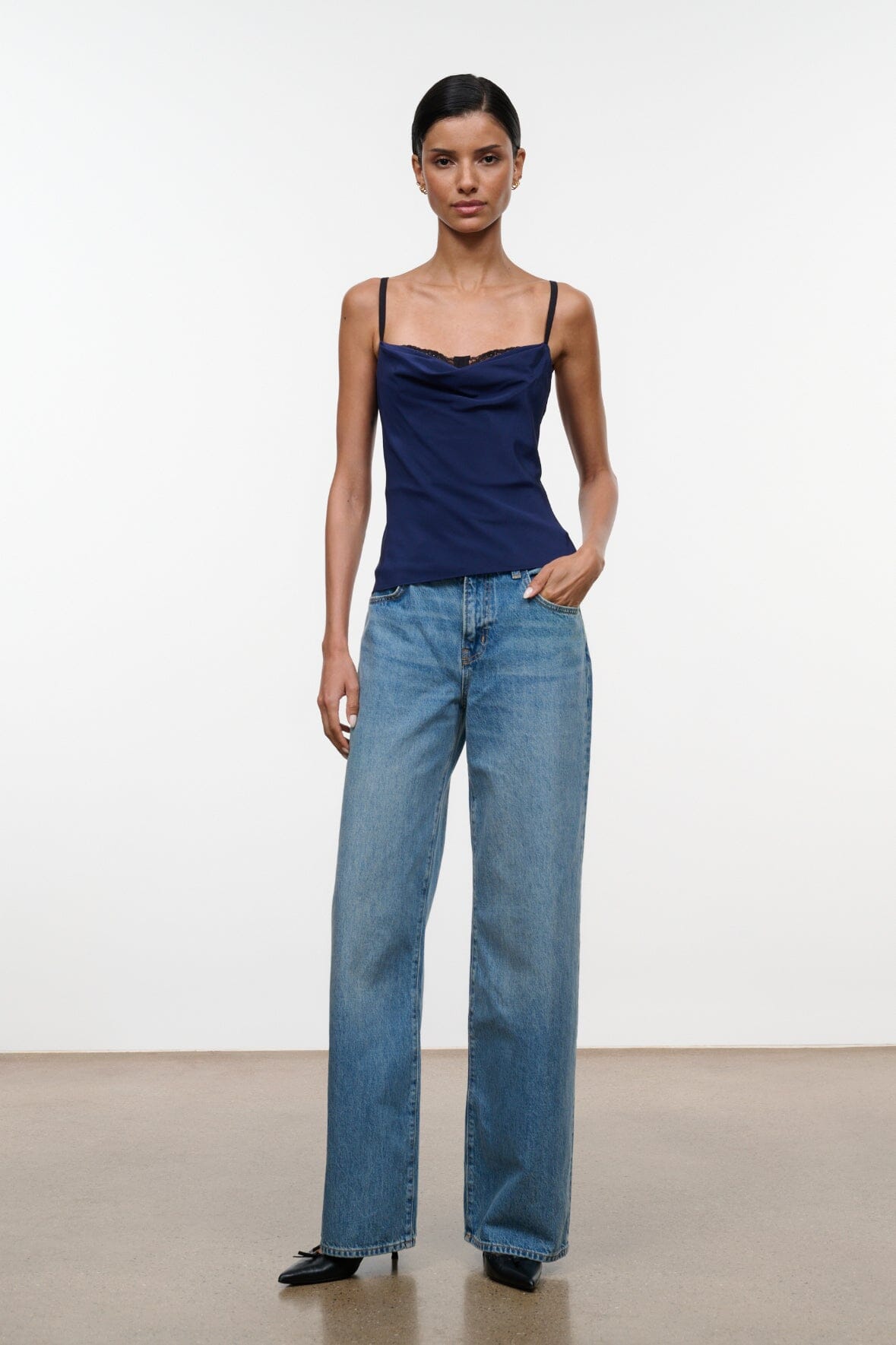 Evangeline Silk Top | Navy — 2