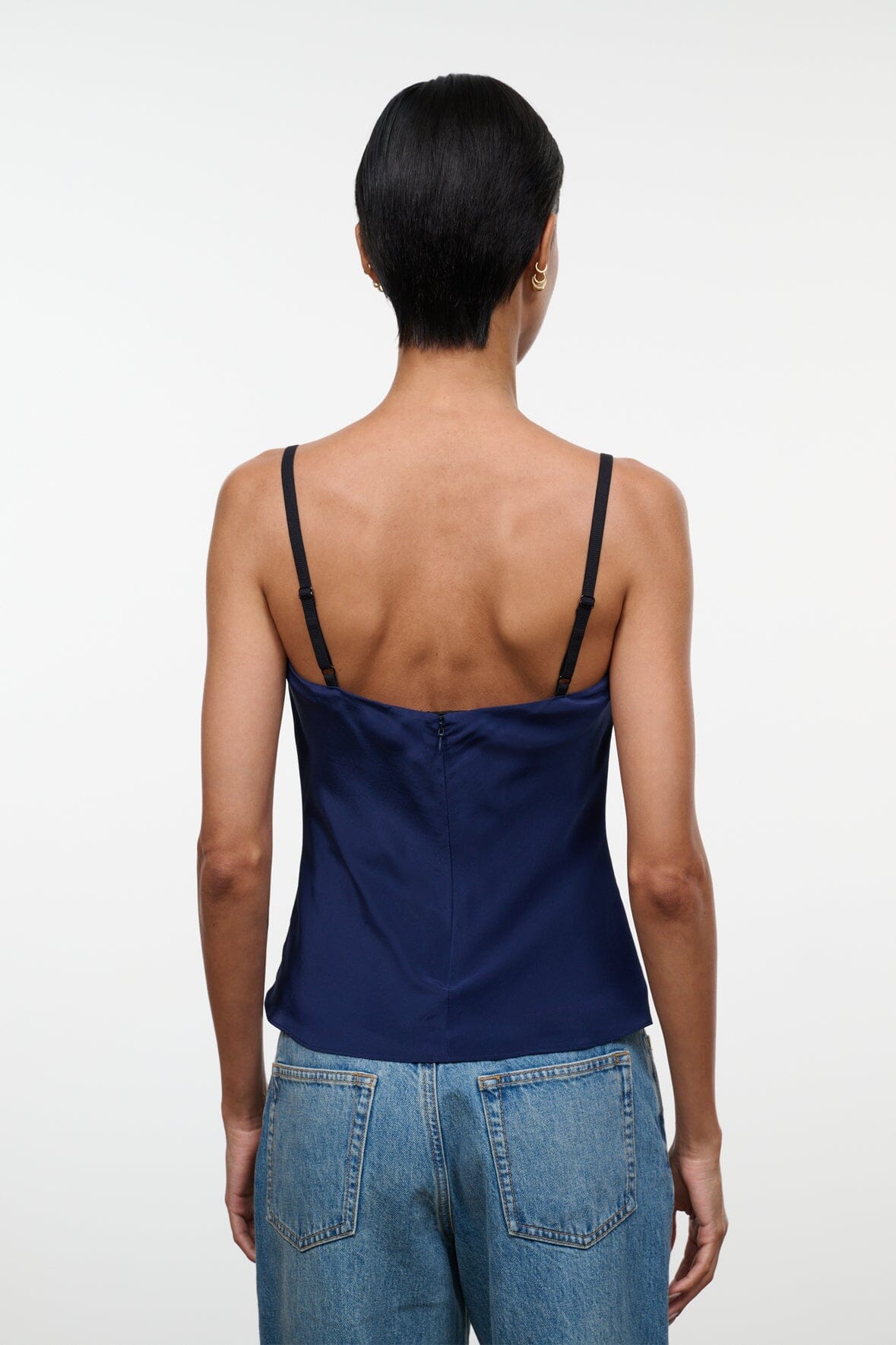 Evangeline Silk Top | Navy — 3